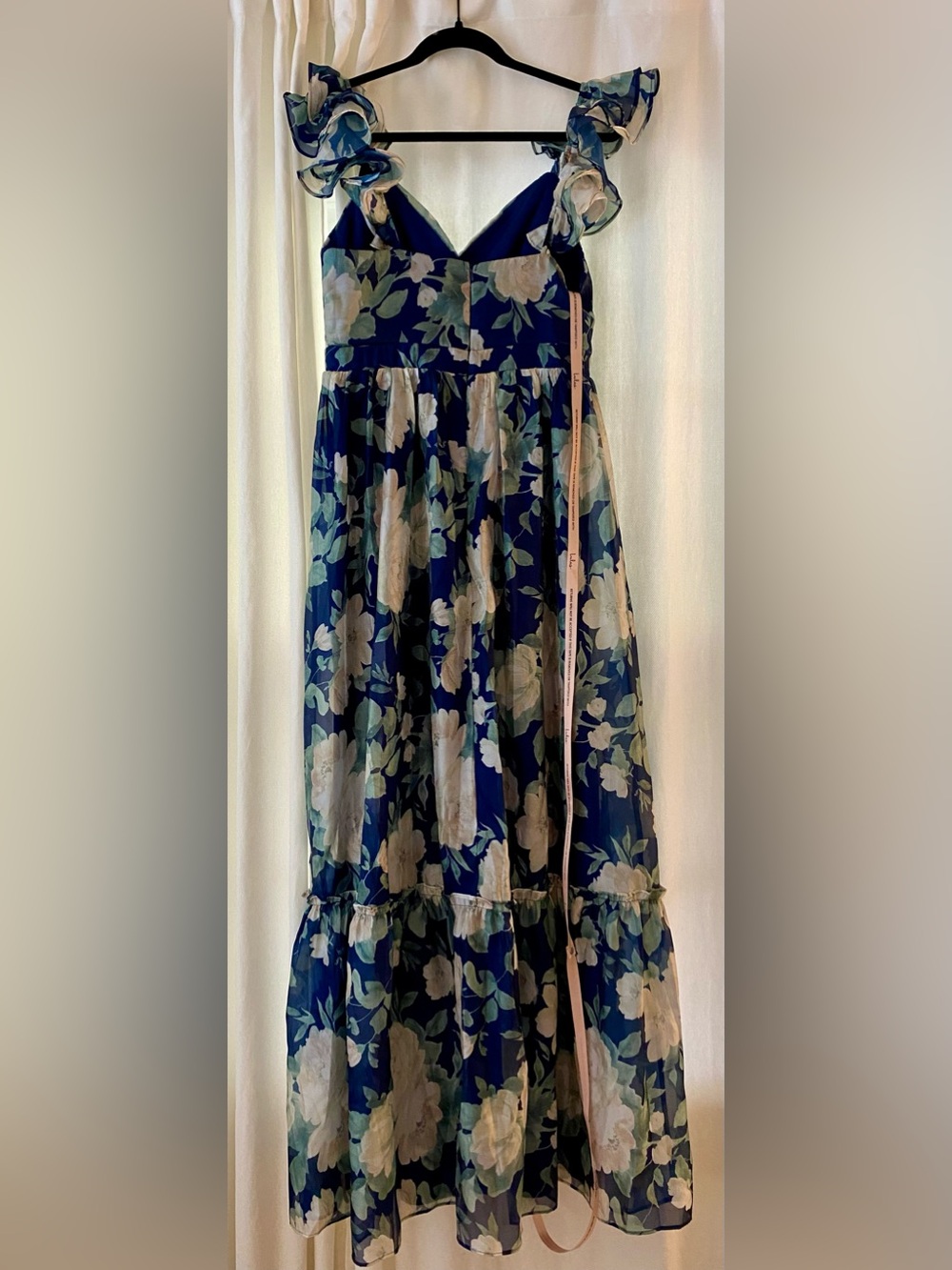 Lulus Soiree Perfection Navy Floral Ruffled Tiered Maxi Dress Blue - Size L - Picture 5 of 9